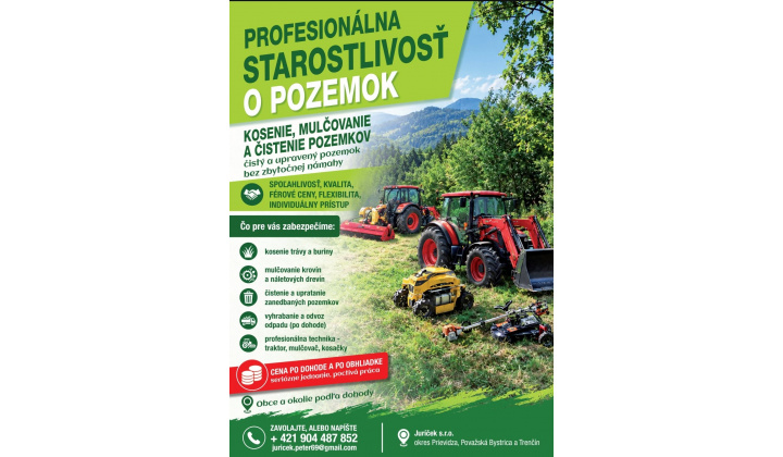 Kosenie, mulčovanie, čistenie pozemkov