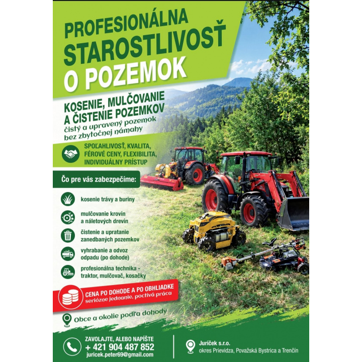 Kosenie, mulčovanie, čistenie pozemkov